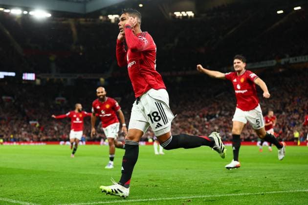 Casemiro of Manchester United, ManU scores to make it 2-0 and celebrates Manchester United v Chelsea, Premier League, Football, Old Trafford, Manchester, UK - 20 Sep 2025Manchester Old Trafford United Kingdom EDITORIAL USE ONLY No use with unauthorised audio, video, data, fixture lists, club league logos or live services. Online in-match use limited to 120 images, no video emulation. No use in betting, games or single club league player publications. Copyright: xPaulxCurrie Shutterstockx 15487107y