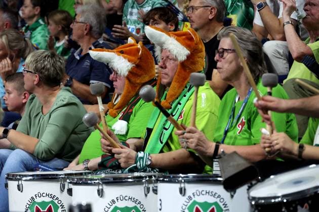 DEU, DHB, 1.HBL, Fuechse Berlin vs. Melsungen, 21.09.2025, Max-Schmeling-Halle, Berlin, DEU, DHB, 1.HBL, Fuechse Berlin vs. Melsungen, im Bild Fuechse-Fans,Fanblock