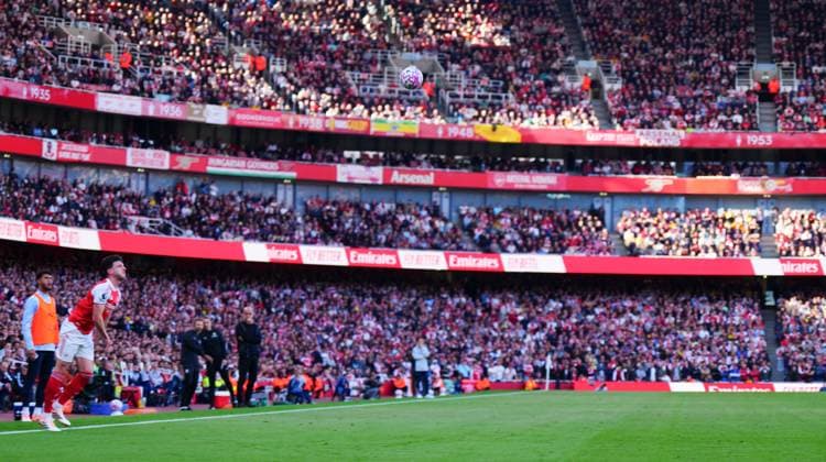 Declan Rice of Arsenal with a long throw Arsenal v Manchester City, Premier League, Football, Emirates Stadium, London, UK - 21 Sep 2025London Emirates Stadium United Kingdom EDITORIAL USE ONLY No use with unauthorised audio, video, data, fixture lists, club league logos or live services. Online in-match use limited to 120 images, no video emulation. No use in betting, games or single club league player publications. Copyright: xJavierxGarcia Shutterstockx 15487130k