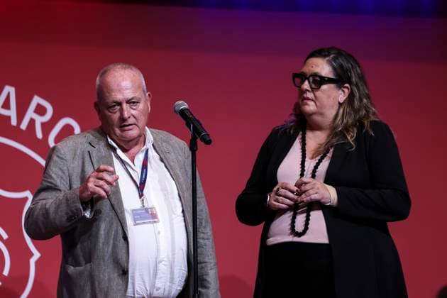 September 23, 2025, Barcelona, Barcelona, SPAIN: Elena Fort, institutional vice president, and Joan Sentelles, director of operations of FC Barcelona, Barca attends her press conference, PK, Pressekonferenz to report on her visit to the construction site of Spotify Camp Nou Stadium on September 23, 2025 in Barcelona, Spain. Barcelona SPAIN - ZUMAa181 20250923_zaa_a181_040 Copyright: xJavierxBorregox