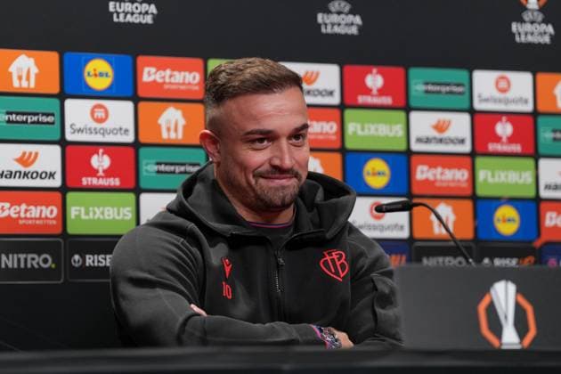 Xherdan Shaqiri (FC Basel, 10) , Pressekonferenz des FC Basel vor dem ersten Europa League Spiel in der Ligaphase, Pressegespräch, Deutschland, Fussball, UEFA Europa League, 1.Spieltag, 2025 2026, SC Freiburg vs. FC Basel, 23.09.2025, Pressekonferenz des FC Basel vor dem ersten Europa League Spiel in der Ligaphase, Pressegespräch, Schweiz, Europa-Park Stadion, Freiburg, Deutschland Freiburg Europa-Park Stadion Baden-Württemberg Deutschland Copyright: xArnexAmbergx