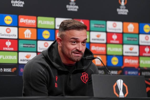 Xherdan Shaqiri (FC Basel, 10) , Pressekonferenz des FC Basel vor dem ersten Europa League Spiel in der Ligaphase, Pressegespräch, Deutschland, Fussball, UEFA Europa League, 1.Spieltag, 2025 2026, SC Freiburg vs. FC Basel, 23.09.2025, Pressekonferenz des FC Basel vor dem ersten Europa League Spiel in der Ligaphase, Pressegespräch, Schweiz, Europa-Park Stadion, Freiburg, Deutschland Freiburg Europa-Park Stadion Baden-Württemberg Deutschland Copyright: xArnexAmbergx