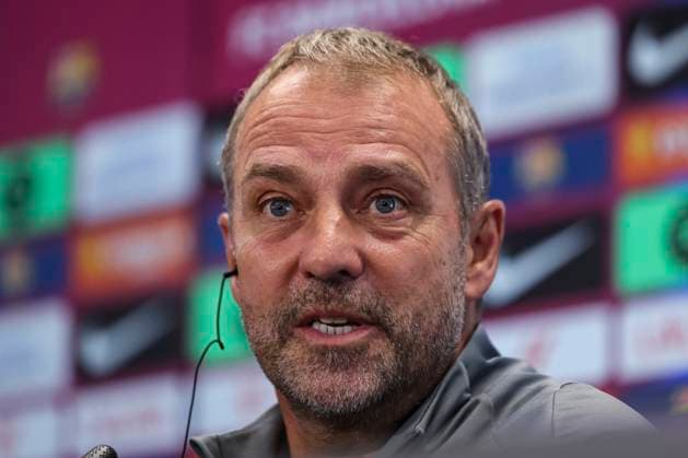 September 24, 2025, Sant Joan Despi, Barcelona, SPAIN: Hansi Flick, head coach of FC Barcelona, Barca attends his press conference, PK, Pressekonferenz during the training day of FC Barcelona ahead the Spanish League, La Liga EA Sports, football match against Real Oviedo at Ciudad Esportiva Joan Gamper on September 24, 2025 in Sant Joan Despi, Barcelona, Spain. Sant Joan Despi SPAIN - ZUMAa181 20250924_zaa_a181_026 Copyright: xJavierxBorregox