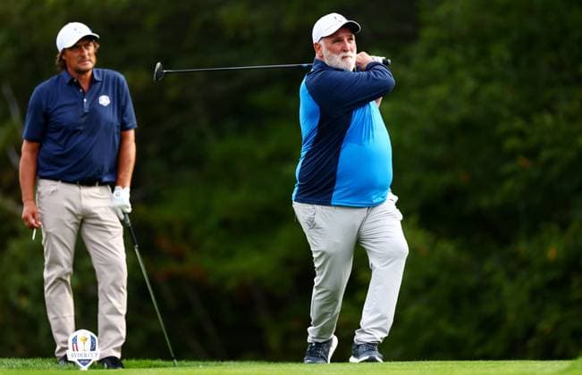 Jose Andres of Team Europe during the Celebrity All-Star match. 2025 Ryder Cup, Celebrity Match, Golf, Bethpage Black Golf Course, New York, USA - 24 Sep 2025New York Bethpage Black Golf Course New York (NY) United States of America EDITORIAL USE ONLY No use with unauthorised audio, video, data, fixture lists, club league logos or live services. Online in-match use limited to 120 images, no video emulation. No use in betting, games or single club league player publications. Copyright: xJamesxMarsh Shutterstockx 15500192bn
