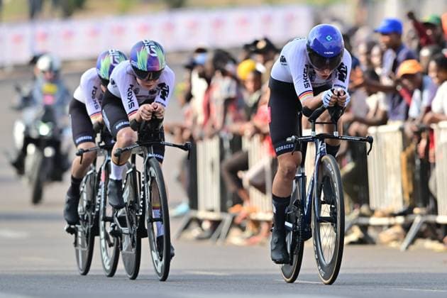 KOCH Franziska, CZAPLA Justyna, NIEDERMAIER Antonia, Deutschland, Germany Mixed-Team-Staffel Straßen-WM 2025 Ruanda KOCH Franziska, CZAPLA Justyna, NIEDERMAIER Antonia, Deutschland, Germany Mixed-Team-Staffel (Mixed Relay TTT) Straßen-Weltmeisterschaft im Radsport 2025 Road World Championships 2025 UCI Cycling WM 41,8 km Kigali, Ruanda, World Championships WE - ITT (WC). 24.09.2025