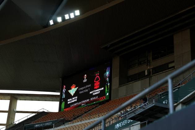 A general view of the stadium ahead of the game Real Betis v Nottingham Forest, UEFA Europa League, Football, Villamarin Stadium, Seville, Spain - 24 Sep 2025Seville Villamarin Stadium Spain EDITORIAL USE ONLY No use with unauthorised audio, video, data, fixture lists, club league logos or live services. Online in-match use limited to 120 images, no video emulation. No use in betting, games or single club league player publications. Copyright: xAntonioxPozo Shutterstockx 15498594b