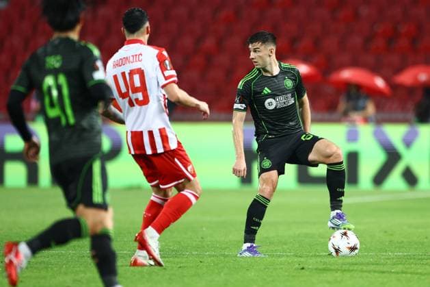 Kieran Tierney of Celtic Crvena zvezda v Celtic, UEFA Europa League, Football, Rajko Mitic Stadium, Belgrade, Serbia - 24 Sep 2025Belgrade Rajko Mitic Stadium Serbia EDITORIAL USE ONLY No use with unauthorised audio, video, data, fixture lists, club league logos or live services. Online in-match use limited to 120 images, no video emulation. No use in betting, games or single club league player publications. Copyright: xNikolaxKrstic Shutterstockx 15498417bj