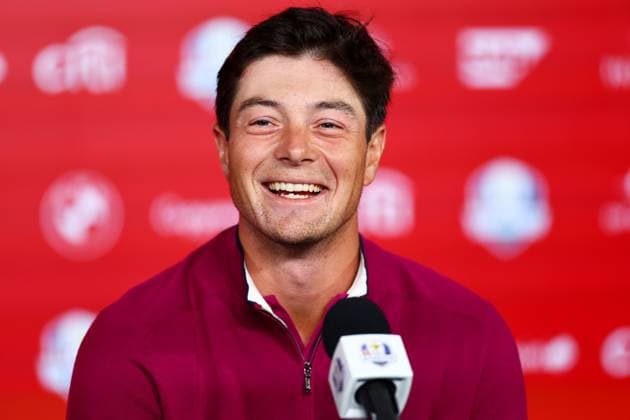 Viktor Hovland of Team Europe during a press conference, PK, Pressekonferenz 2025 Ryder Cup, Thursday Practice, Golf, Bethpage Black Golf Course, New York, USA - 25 Sep 2025New York Bethpage Black Golf Course New York (NY) United States of America EDITORIAL USE ONLY No use with unauthorised audio, video, data, fixture lists, club league logos or live services. Online in-match use limited to 120 images, no video emulation. No use in betting, games or single club league player publications. Copyright: xJamesxMarsh Shutterstockx 15500195y