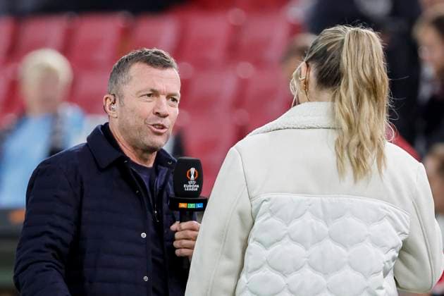 Lothar Matthäus Co-Kommentator und Experte und Laura Papendick, Fernsehmoderatorin , Deutschland, Fussball, UEFA Europa League, 1. Spieltag, 2025 2026, VfB Stuttgart vs. Celta Vigo, 25.09.2025, Arena Stuttgart, Stuttgart, Deutschland Stuttgart Arena Stuttgart Baden-Württemberg Deutschland Copyright: xGrantxHubbsx
