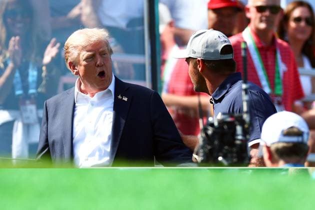 President Donald Trump and Keegan Bradley Captain of Team USA 2025 Ryder Cup, Day One, Afternoon Four-Balls, Golf, Bethpage Black Golf Course, New York, USA - 26 Sep 2025New York Bethpage Black Golf Course New York (NY) United States of America EDITORIAL USE ONLY No use with unauthorised audio, video, data, fixture lists, club league logos or live services. Online in-match use limited to 120 images, no video emulation. No use in betting, games or single club league player publications. Copyright: xJamesxMarsh Shutterstockx 15500200al