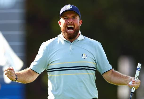 Shane Lowry of Team Europe celebrates 2025 Ryder Cup, Day One, Afternoon Four-Balls, Golf, Bethpage Black Golf Course, New York, USA - 26 Sep 2025New York Bethpage Black Golf Course New York (NY) United States of America EDITORIAL USE ONLY No use with unauthorised audio, video, data, fixture lists, club league logos or live services. Online in-match use limited to 120 images, no video emulation. No use in betting, games or single club league player publications. Copyright: xJamesxMarsh Shutterstockx 15500200ee