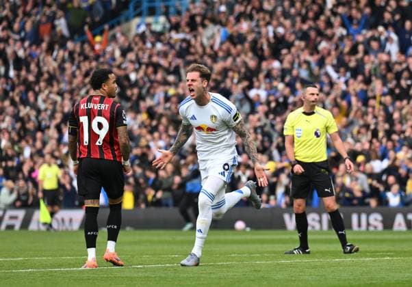 Joe Rodon of Leeds United celebrates scoring their first goal Leeds United v AFC Bournemouth, Premier League, Football, Elland Road, Leeds, UK - 27 Sep 2025Leeds Elland Road United Kingdom EDITORIAL USE ONLY No use with unauthorised audio, video, data, fixture lists, club league logos or live services. Online in-match use limited to 120 images, no video emulation. No use in betting, games or single club league player publications. Copyright: xRichardxLee Shutterstockx 15503912ar