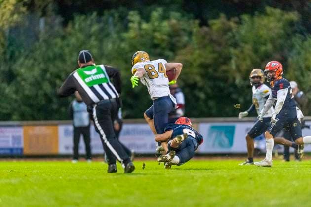 GER, ifm Ravensburg Razorbacks vs Dresden Monarchs, American Football, GFL, Saison 2025, Playoffs, Halbfinale, 27.09.2025, GER, ifm Ravensburg Razorbacks vs Dresden Monarchs, American Football, GFL, Saison 2025, Playoffs, Halbfinale, 27.09.2025 Weingarten Copyright: xEibner-Pressefoto FlorianxWolfx EP_FWF