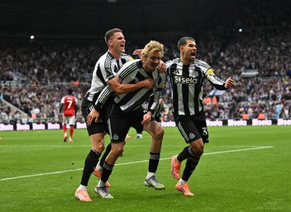 Nick Woltemade of Newcastle United celebrates scoring their first goal Newcastle United v Arsenal, Premier League, Football, St James Park, Newcastle, UK - 28 Sep 2025Newcastle St James Park United Kingdom EDITORIAL USE ONLY No use with unauthorised audio, video, data, fixture lists, club league logos or live services. Online in-match use limited to 120 images, no video emulation. No use in betting, games or single club league player publications. Copyright: xRichardxLee Shutterstockx 15503935an