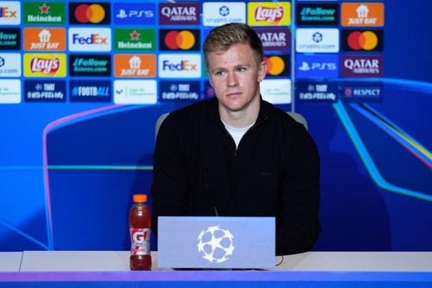 September 29, 2025, Madrid, Madrid, Spain: Jonathan Burkardt of Eintracht Frankfurt, attends a press conference, PK, Pressekonferenz ahead of their UEFA Champions League 2025 26 match against Atletico de Madrid at Riyadh Air Metropolitano on September 29, 2025, in Madrid, Spain. Madrid Spain - ZUMAa181 20250929_zaa_a181_002 Copyright: xDennisxAgyemanx