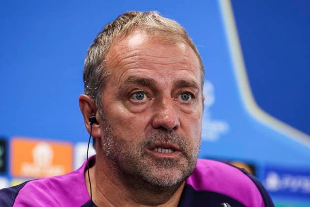 September 30, 2025, Sant Joan Despi, Barcelona, SPAIN: Hansi Flick, head coach of FC Barcelona, Barca attends his press conference, PK, Pressekonferenz during the training day of FC Barcelona ahead the UEFA Champions League 2025 26, football match against Paris Saint-Germain at Ciudad Esportiva Joan Gamper on September 30, 2025 in Sant Joan Despi, Barcelona, Spain. Sant Joan Despi SPAIN - ZUMAa181 20250930_zaa_a181_045 Copyright: xJavierxBorregox