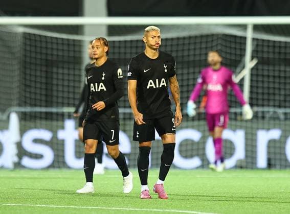 Richarlison of Tottenham Hotspur reacts after concedind second goal FK Bodo Glimt v Tottenham Hotspur, UEFA Champions League, Group Stage, Football, Aspmyra Stadion, Bodo, Norway - 30 Sep 2025Bodo Aspmyra Stadion Norway EDITORIAL USE ONLY No use with unauthorised audio, video, data, fixture lists, club league logos or live services. Online in-match use limited to 120 images, no video emulation. No use in betting, games or single club league player publications. Copyright: xMichaelxZemanek Shutterstockx 15504026ai