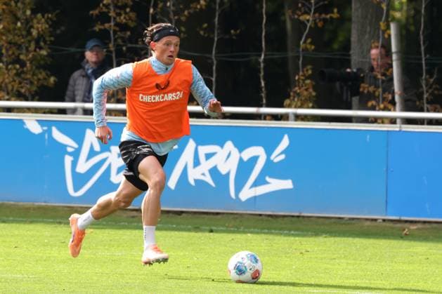 DEU, DFL, 2. FBL Hertha BSC, Training, 01.10.2025, Sportforum, Berlin, DEU, DFL, 2. FBL Hertha BSC, Training, im Bild Fabian Reese (Hertha BSC Berlin 11) DFL - regulations prohibit any use of Photographs as image sequences and or quasi-video