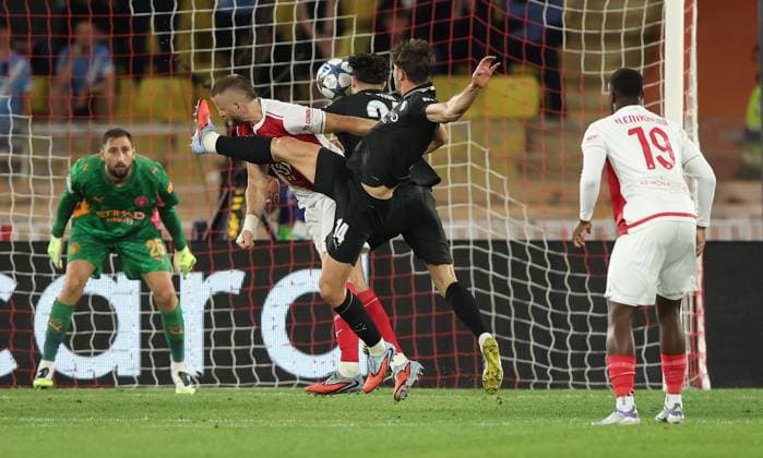 Eric Dier of Monaco is fouled for a late penalty Monaco v Manchester City, UEFA Champions League, Group Stage, Football, Stade Louis II, Monaco - 01 Oct 2025Monaco Stade Louis II Monaco EDITORIAL USE ONLY No use with unauthorised audio, video, data, fixture lists, club league logos or live services. Online in-match use limited to 120 images, no video emulation. No use in betting, games or single club league player publications. Copyright: xKieranxMcManus Shutterstockx 15504051bt