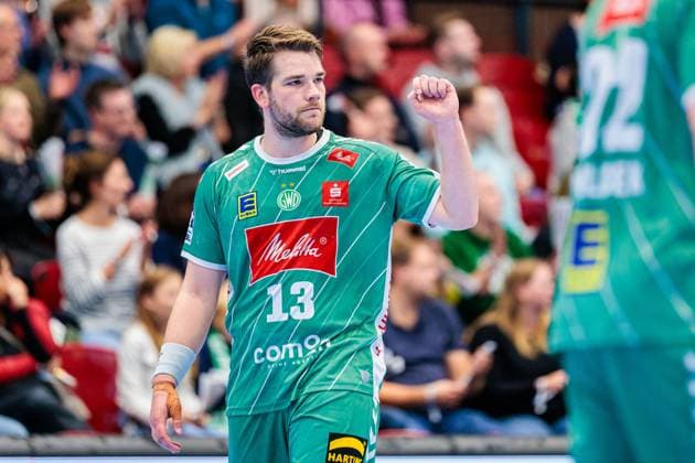 Ian Weber (GWD Minden, 13) jubelt nach Torerfolg Tor GER, GWD Minden vs. TBV Lemgo Lippe, Handball, 1. Bundesliga, 7. Spieltag, Spielzeit 2025 2026, 04.10.2025 GER, GWD Minden vs. TBV Lemgo Lippe, Handball, 1. Bundesliga, 7. Spieltag, Spielzeit 2025 2026, 04.10.2025 Luebbecke Copyright: xEibner-Pressefoto JanxRollingerx EP_JSK
