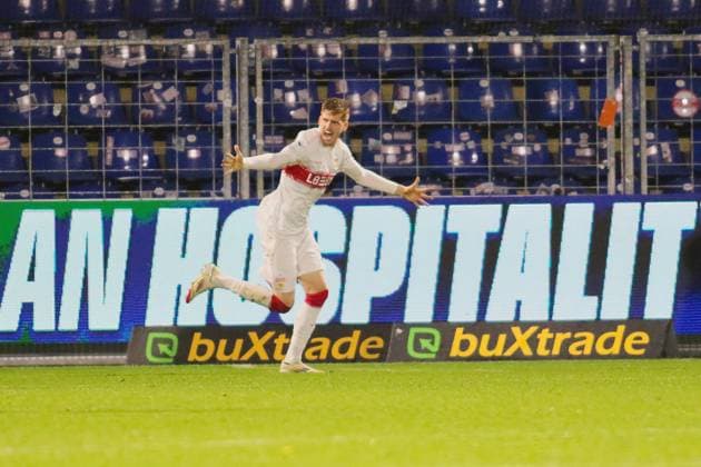 Tor zum 2:1 durch Jordan Majchrzak (VfB Stuttgart II, 30) GER, TSG 1899 Hoffenheim II gegen VfB Stuttgart II, Fussball, 3.Liga, 10.Spieltag, Spielzeit 2025 2026, 05.10.2025. (DFL DFB REGULATIONS PROHIBIT ANY USE OF PHOTOGRAPHS as IMAGE SEQUENCES and or QUASI-VIDEO). GER,TSG 1899 Hoffenheim II gegen VfB Stuttgart II, Fussball, 3.Liga, 10.Spieltag, Spielzeit 2025 2026, 05.10.2025. Hoffenheim Copyright: xEibner-Pressefoto JoergxHirschx EP_JHH