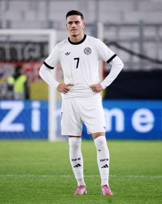 Deutschland - Griechenland U21, U 21 EM Qualifikation Jena, 10.10.2025, Ernst-Abbe-Sportfeld, Fußball, Länderspiel , U 21 Junioren EM-Qualifikation , Deutschland vs. Griechenland 2:3 (0:2) , im Bild: Enttäuschung bei Deutschland U21. Said El Mala ( 7, Deutschland). , Nur für journalistische Zwecke! For editorial use only! DFB UEFA regulations prohibit any use of photographs as image sequences and or quasi-video. ,