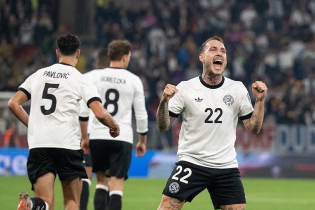 Tor zum 1:0 durch David Raum (Deutschland, 22), Freistosstor, Jubel, Torjubel GER, Deutschland vs. Luxemburg, Fussball, Herren, WM-Qualifikation Europa, 7. Spieltag, Spielzeit 2025 2026, 10.10.2025, GER, Deutschland vs. Luxemburg, Fussball, Herren, WM-Qualifikation Europa, 7. Spieltag, Spielzeit 2025 2026, 10.10.2025 Sinsheim Copyright: xEibner-Pressefoto WolfgangxFrankx EP_WFK