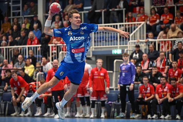 Deutschland, Handball, 2. Bundesliga, 7. Spieltag, 2025 2026, TuSEM Essen vs TV Großwallstadt, 10.10.2025, Sporthalle Am Hallo, Essen, Deutschland, Moritz Klenk (TV Großwallstadt, 6) beim Tempogegenstoß Copyright: xMarkusxVerwimpx