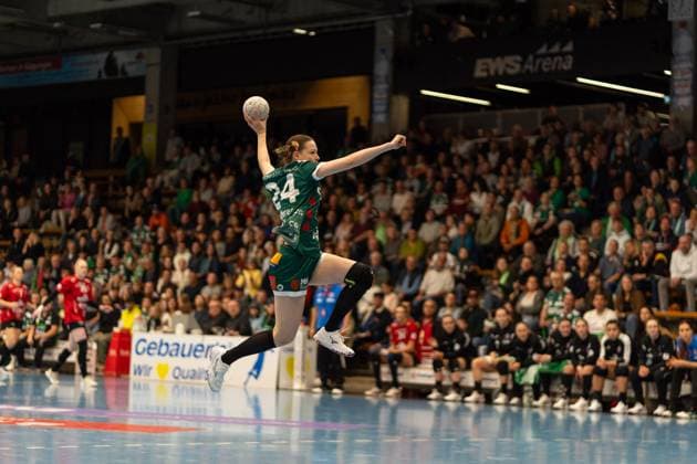 Luisa Scherer (Frisch Auf Goeppingen, 24), Frisch Auf Goeppingen Frauen vs. Thueringer HC, Handball, Bundesliga, 05. Spieltag, Saison 2025 2026, 11.10.2025, Frisch Auf Goeppingen Frauen vs. Thueringer HC, Handball, Bundesliga, 05. Spieltag, Saison 2025 2026, 11.10.2025 Goeppingen Copyright: xEibner-Pressefoto MaxxVogelx EP_MVL