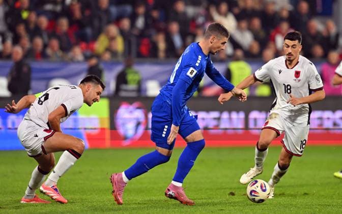 SERBIA vs ALBANIA ANDREJ ILIC, football player of Serbia, during the FIFA World Cup, WM, Weltmeisterschaft, Fussball qualification match against Albania, at Dubocica stadium. Leskovac, 11.10.2025. photo: FOOTBALL, SERBIA, ALBANIA, FIFA WORLD CUP QUALIFICATIONS MATCH Leskovac Dubocica stadium Serbia Copyright: xMarkoxMetlas xMNxPressx