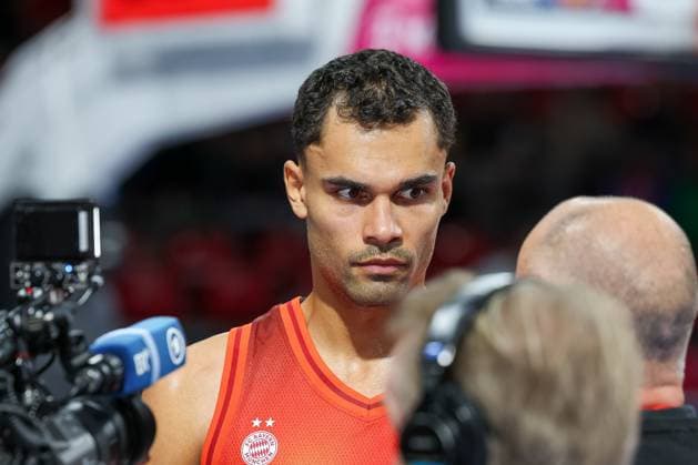 Oscar da Silva (FC Bayern Basketball, 01) beim Interview nach dem Spiel, GER, FC Bayern Basketball vs. BMA365 Bamberg Baskets, Basketball, easycredit Basketball Bundesliga, 4. Spieltag, Saison 2025 2026, 12.10.2025, GER, FC Bayern Basketball vs. BMA365 Bamberg Baskets, Basketball, easycredit Basketball Bundesliga, 4. Spieltag, Saison 2025 2026, 12.10.2025 Muenchen Copyright: xEibner-Pressefoto JennixMaulx EP_JML