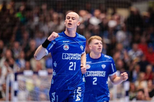 Leve Carstensen (TBV Lemgo Lippe, 21) jubelt nach Torerfolg Tor GER, TBV Lemgo Lippe vs. Rhein-Neckar Loewen, Handball, 1. Bundesliga, 9. Spieltag, Spielzeit 2025 2026, 16.10.2025 GER, TBV Lemgo Lippe vs. Rhein-Neckar Loewen, Handball, 1. Bundesliga, 9. Spieltag, Spielzeit 2025 2026, 16.10.2025 Lemgo Copyright: xEibner-Pressefoto JanxRollingerx EP_JSK