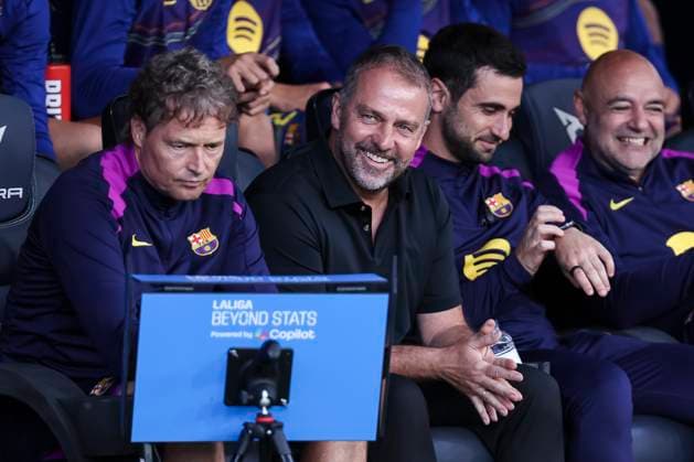 October 18, 2025, Barcelona, Barcelona, SPAIN: Hansi Flick, head coach of FC Barcelona, Barca looks on during the Spanish league, La Liga EA Sports, football match played between FC Barcelona and Girona FC at Estadi Olimpic Lluis Companys on October 18, 2025 in Barcelona, Spain. Barcelona SPAIN - ZUMAa181 20251018_zaa_a181_089 Copyright: xJavierxBorregox