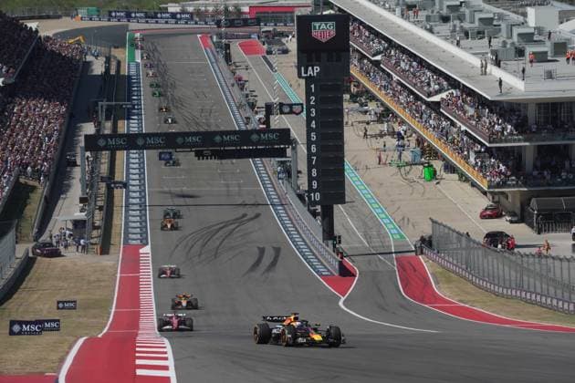 FORMULA 1 MSC CRUISES UNITED STATES GRAND PRIX 2025 19.10.2025, Circuit of The Americas, Austin, FORMULA 1 MSC CRUISES UNITED STATES GRAND PRIX 2025 , im Bild Max Verstappen (NLD), Oracle Red Bull Racing, Charles Leclerc (MCO), Scuderia Ferrari HP, Lando Norris (GBR), McLaren F1 Team, Lewis Hamilton (GBR), Oscar Piastri (AUS), George Russell (GBR), Mercedes-AMG Petronas Formula One Team