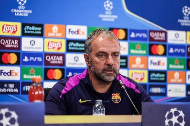 October 20, 2025, Sant Joan Despi, Barcelona, SPAIN: Hansi Flick, head coach of FC Barcelona, Barca attends his press conference, PK, Pressekonferenz during the training day of FC Barcelona ahead the UEFA Champions League 2025 26, football match against Olympiacos at Ciudad Esportiva Joan Gamper on October 20, 2025 in Sant Joan Despi, Barcelona, Spain. Sant Joan Despi SPAIN - ZUMAa181 20251020_zaa_a181_089 Copyright: xJavierxBorregox