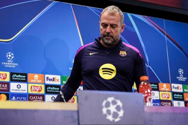 October 20, 2025, Sant Joan Despi, Barcelona, SPAIN: Hansi Flick, head coach of FC Barcelona, Barca attends his press conference, PK, Pressekonferenz during the training day of FC Barcelona ahead the UEFA Champions League 2025 26, football match against Olympiacos at Ciudad Esportiva Joan Gamper on October 20, 2025 in Sant Joan Despi, Barcelona, Spain. Sant Joan Despi SPAIN - ZUMAa181 20251020_zaa_a181_097 Copyright: xJavierxBorregox
