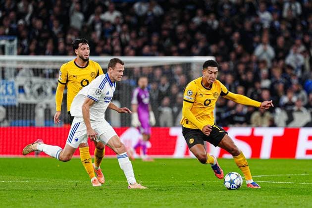 Lukas Lerager (FC Kopenhagen, 12), Jobe Bellingham (Borussia Dortmund, 07) DEN, FC Kopenhagen vs. Borussia Dortmund, Fussball, UEFA Champions League, Spieltag 3, Spielzeit 2025 2026, 21.10.2025 DEN, FC Kopenhagen vs. Borussia Dortmund, Fussball, UEFA Champions League, Spieltag 3, Spielzeit 2025 2026, 21.10.2025 Kopenhagen Copyright: xEibner-Pressefoto MarcelxvonxFehrnx EP_MFN