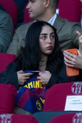 Spain-Football-Champions League FC Barcelona, Barca v Olympiacos in Barcelona, Spain. Barcelona, Spain, 21, October, 2025. Nicki Nicole before Champions League match between FC Barcelona and Olympiacos in Olympic Stadium Lluis Companys, Barcelona, Spain, on October 21, 2025. Barcelona Olympic Stadium Lluis Companys Barcelona Spain