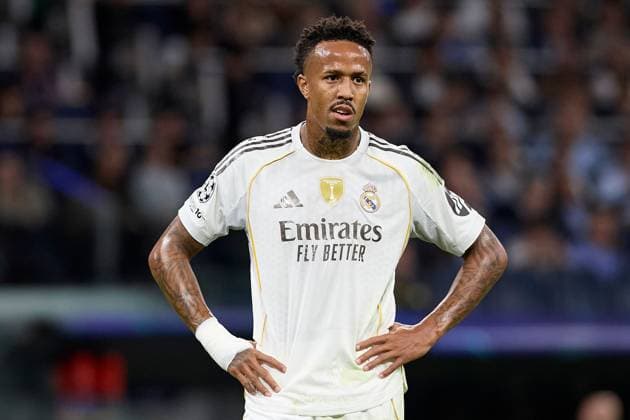 Eder Militao of Real Madrid CF Real Madrid v Juventus, UEFA Champions League, Football, Estadio Santiago Bernabeu, Madrid, Spain - 22 Oct 2025Madrid Estadio Santiago Bernabu Spain EDITORIAL USE ONLY No use with unauthorised audio, video, data, fixture lists, club league logos or live services. Online in-match use limited to 120 images, no video emulation. No use in betting, games or single club league player publications. Copyright: xRubenxAlbarran Shutterstockx 15564869ag