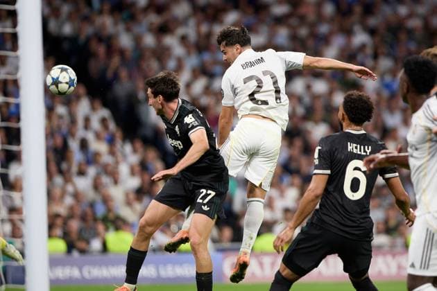 Brahim Diaz of Real Madrid CF Real Madrid v Juventus, UEFA Champions League, Football, Estadio Santiago Bernabeu, Madrid, Spain - 22 Oct 2025Madrid Estadio Santiago Bernabu Spain EDITORIAL USE ONLY No use with unauthorised audio, video, data, fixture lists, club league logos or live services. Online in-match use limited to 120 images, no video emulation. No use in betting, games or single club league player publications. Copyright: xRubenxAlbarran Shutterstockx 15564869ch