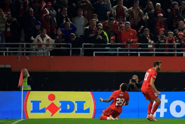 Noah Holm of Brann celebrates scoring their side s third goal of the game Brann v Rangers, UEFA Europa League, Group Stage, Football, Brann Stadion, Bergen, Norway - 23 Oct 2025Bergen Brann Stadion Norway EDITORIAL USE ONLY No use with unauthorised audio, video, data, fixture lists, club league logos or live services. Online in-match use limited to 120 images, no video emulation. No use in betting, games or single club league player publications. Copyright: xGeorgexTewkesbury Shutterstockx 15567765cq