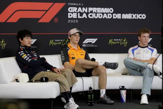 Clara Brugada, Mexico City Mayor, Officially Opens F1 Grand Prix Activities In Mexico City From right to left, Yuki Tsunoda of the Red Bull team, Oscar Piastri of the McLaren team, and Liam Lawson of the Visa Cash team attend a press conference, PK, Pressekonferenz prior to the F1 Grand Prix of Mexico City, which takes place from October 24 to October 26, 2025, in Mexico City, Mexico, on October 23, 2025. Mexico City Mexico City Mexico Copyright: xGerardoxVieyrax originalFilename:vieyra-notitle251023_npc61.jpg