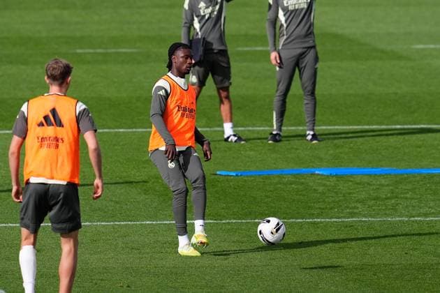 October 25, 2025, Valdebebas, Madrid, Spain: Eduardo Camavinga during the Real Madrid training session ahead their upcoming Spanish League, LaLiga EA Sports, football match against FC Barcelona, Barca at Ciudad Deportiva Real Madrid on October 25, 2025, in Valdebebas, Madrid, Spain. Valdebebas Spain - ZUMAa181 20251025_zaa_a181_084 Copyright: xDennisxAgyemanx