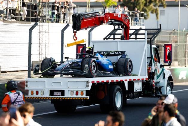 F1 - MEXICO CITY GRAND PRIX 2025 55 SAINZ Carlos (spa), Williams Racing FW47, illustration in the flatbed truck, crash, accident, during the 2025 Formula 1 Mexico City Grand Prix, 20th round of the 2025 FIA Formula One World Championship, WM, Weltmeisterschaft from October 24 to 26, 2025 on the Autodromo Hermanos Rodriguez, in Mexico City, Mexico - Mexico CityMexico Copyright: xJavierxJimenezx