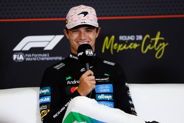 F1 - MEXICO CITY GRAND PRIX 2025 NORRIS Lando (gbr), McLaren F1 Team MCL39, portrait in the press conference, PK, Pressekonferenz during the 2025 Formula 1 Mexico City Grand Prix, 20th round of the 2025 FIA Formula One World Championship, WM, Weltmeisterschaft from October 24 to 26, 2025 on the Autodromo Hermanos Rodriguez, in Mexico City, Mexico - Mexico CityMexico Copyright: xJavierxJimenezx