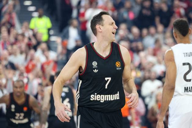 Johannes Voigtmann (FC Bayern Basketball, 07) bejubelt einen Treffer, GER, FC Bayern Basketball vs. Real Madrid, Basketball, Euroleague, 7. Spieltag, Saison 2025 2026, 28.10.2025, GER, FC Bayern Basketball vs. Real Madrid, Basketball, Euroleague, 7. Spieltag, Saison 2025 2026, 28.10.2025 Muenchen Copyright: xEibner-Pressefoto JennixMaulx EP_JML