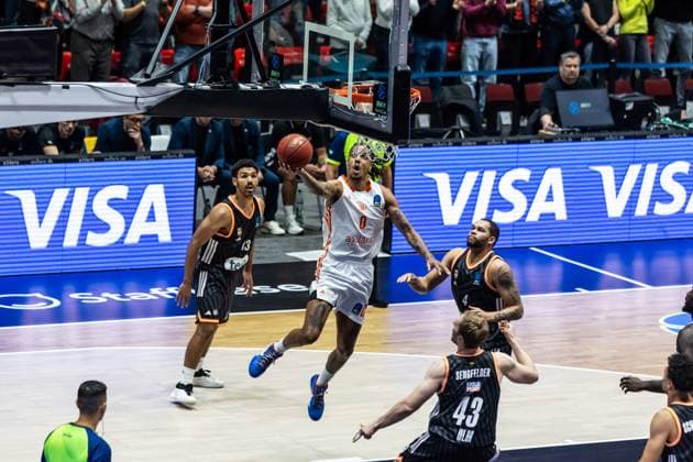 GER, BKT EuroCup, Saison 2025 2026, Niners Chemnitz - Ratiopharm Ulm. 29.10.2025, Messe, Chemnitz, GER, BKT EuroCup, Saison 2025 2026, Niners Chemnitz - Ratiopharm Ulm. Kevin Yebo (Niners Chemnitz, 0) Foto Alexander Trienitz Chemnitz Messe Sachsen Deutschland