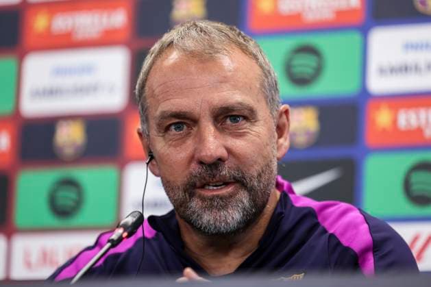 November 1, 2025, Sant Joan Despi, Barcelona, SPAIN: Hansi Flick, head coach of FC Barcelona, Barca attends his press conference, PK, Pressekonferenz during the training day of FC Barcelona ahead the Spanish League, La Liga EA Sports, football match against Elche CF at Ciudad Esportiva Joan Gamper on November 01, 2025 in Sant Joan Despi, Barcelona, Spain. Sant Joan Despi SPAIN - ZUMAa181 20251101_zaa_a181_040 Copyright: xJavierxBorregox