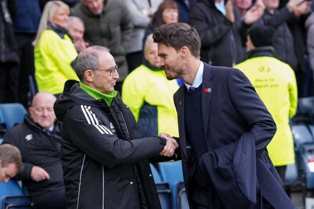 Celtic Interim Manager Martin O Neill & Rangers Head Coach Danny Rohl shake hands before kick off in the Premier Sports Cup Semi Final match between Celtic & Rangers at Hampden Park, Glasgow, UK on Sunday 02 November 2025. Celtic v Rangers, William Hill Scottish Premiership, Football, Celtic Park, Glasgow, Scotland, UK - 02 Nov 2025Glasgow Celtic Park United Kingdom EDITORIAL USE ONLY No use with unauthorised audio, video, data, fixture lists, club league logos or live services. Online in-match use limited to 120 images, no video emulation. No use in betting, games or single club league player publications. Copyright: xStuartxWallace Shutterstockx 15641488as