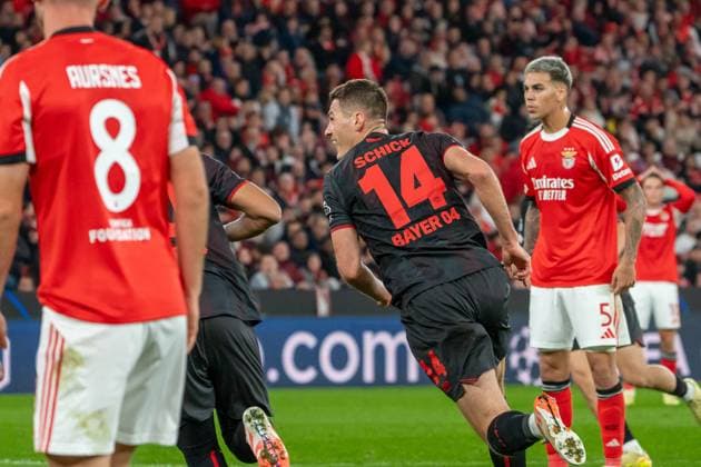 Patrik Schick (Bayer Leverkusen, 14) trifft zum 0:1, Jubel, POR, Benfica Lissabon vs. Bayer 04 Leverkusen, Fussball, UEFA Champions League, Spieltag 4, Spielzeit 2025 2026, 05.11.2025, POR, Benfica Lissabon vs. Bayer 04 Leverkusen, Fussball, UEFA Champions League, Spieltag 4, Spielzeit 2025 2026, 05.11.2025, Lissabon Copyright: xEibner-Pressefoto EdwardxCheungx EP_ECG